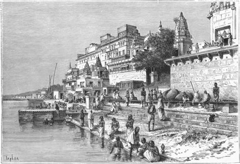 India Varanasi View Ghats C1885 Old Antique Vintage Print Picture