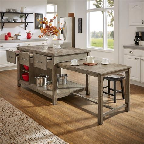 Tali Reclaimed Look Extendable Kitchen Island By Inspire Q Classic