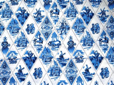 Delft Blue Cotton Fabric Dutch Print Fat Quarter