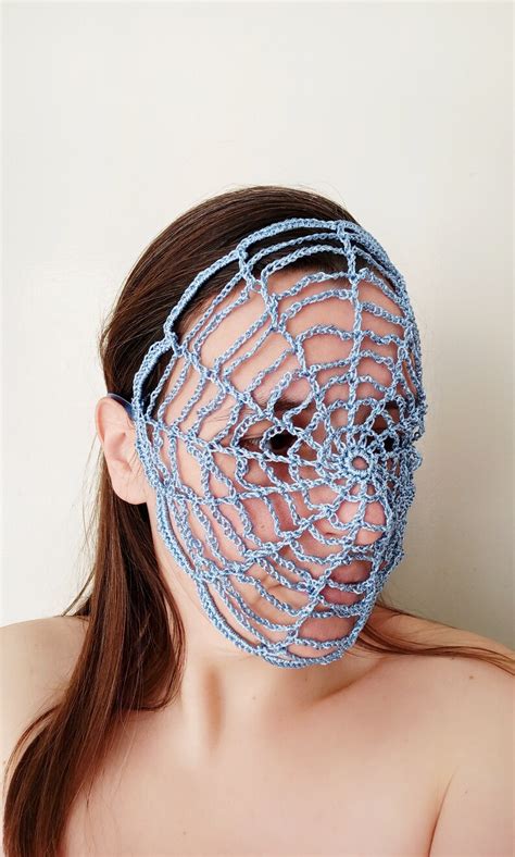Blue Face Mask Fishnet Frill Lace Sexy Covered Face Fetish Etsy