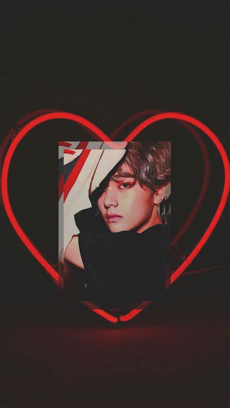 Download Kim Tae Hyung Aesthetic Red Heart Wallpaper