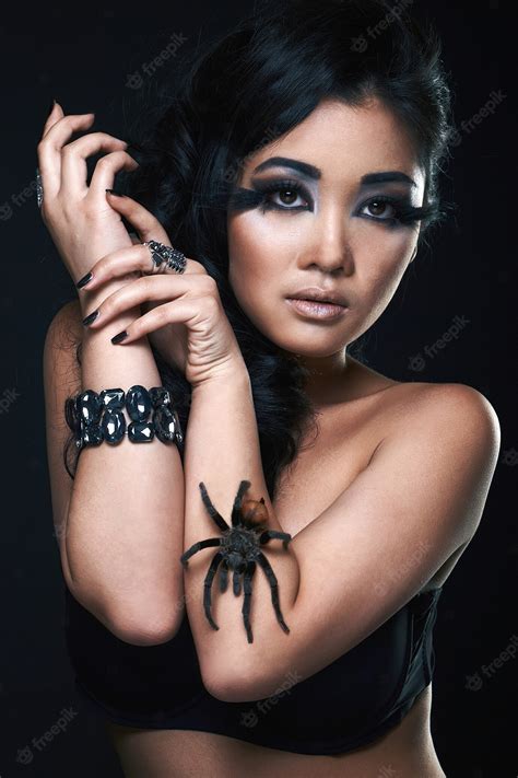 premium photo beautiful asian sexy girl with spider