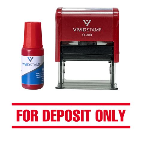 For Deposit Only Self Inking Rubber Stamp Combo With Refill Red Ink
