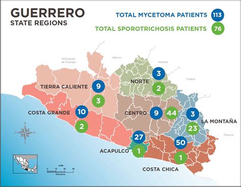 Map Of Guerrero State Showing Cases Of Mycetoma And Sporotrichosis