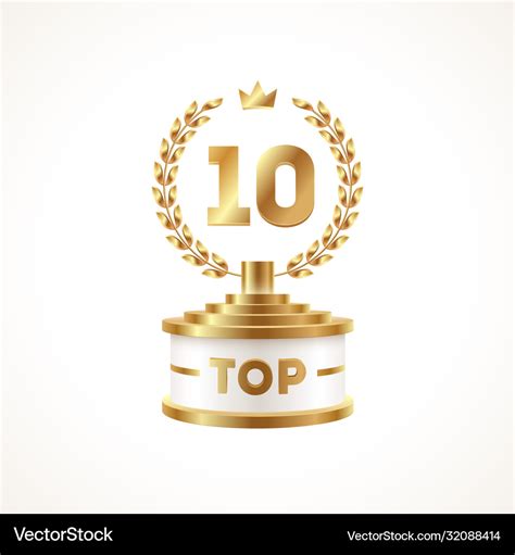 Top 10 Award Cup Golden Award Trophy Royalty Free Vector
