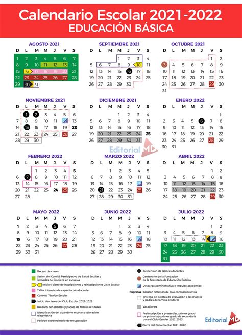 Ciclo Escolar 2021 A 2022 Calendario Sep Mexico Reverasite