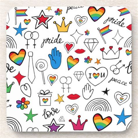 Gay Pride Doodle Pattern Coaster Uk