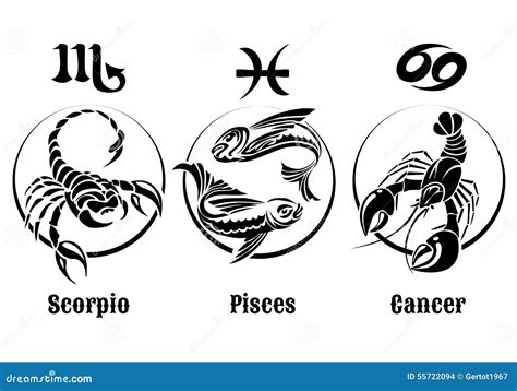 Signs Of Water Zodiac Emblem Set Stock Vector Illustration Of Element