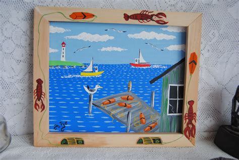 Original Folk Art Painting Nova Scotia Folk Art Fishing Shack Etsy