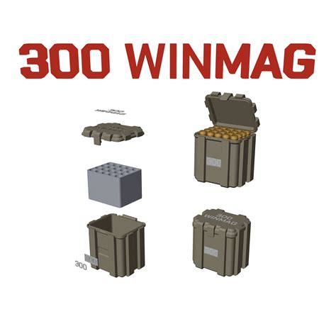 3D file AMMO BOX 300 WIN MAG AMMUNITION STORAGE 300 win CRATE ORGANIZER