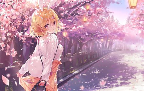 Download Cute Spring Anime Bunny Girl Wallpaper