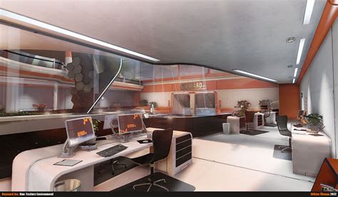 Dayward Inc Office Futuristic Interior Sci Fi Concept Art Scifi
