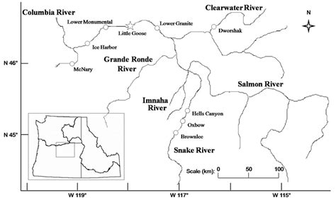 Map Showing Overview Of The Snake River And Its Major Tributaries And