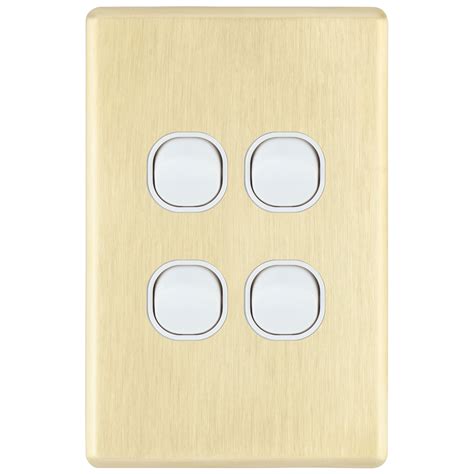 Deta S Line Brushed Gold Finish 4 Gang Switch Cover Plate Deta Electrical