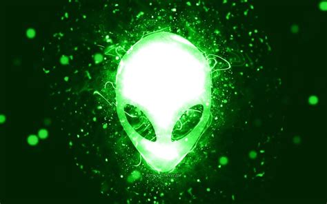 Herunterladen Hintergrundbild Alienware Grünes Logo 4k Grüne