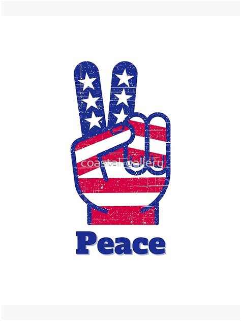 American Peace Sign Red White And Blue Design Usa Art Print For Sale