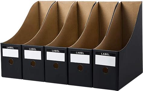 5pcs Kraft Paper File Magazine Holder With Labels