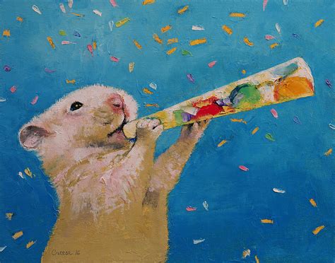 Happy Hamster New Year Painting By Michael Creese