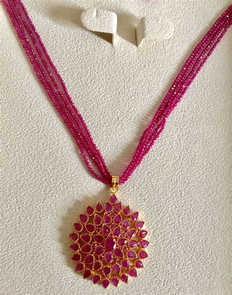 Ruby Beads And Pendant Ruby Necklace Gold Inidian Jewels Madebyme Ruby Jewelry