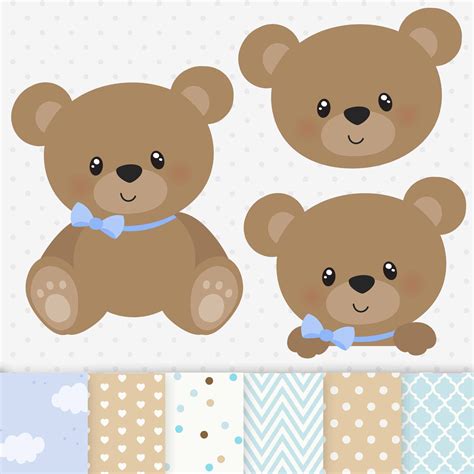 Baby Blue Teddy Bear Clipart Baby Shower Boy Clipart And Etsy Denmark