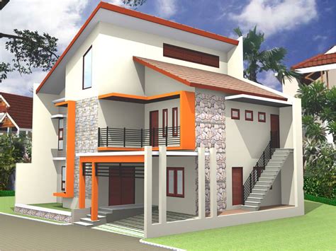 desain model rumah tingkat  cat eksterior warna
