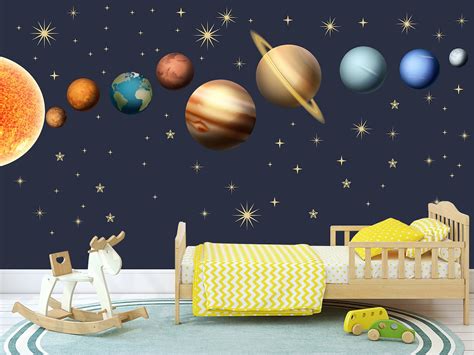 Solar System Wall Decals Kids Planets Peel And Stick Stickers Etsy