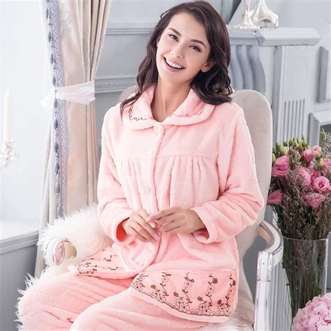 Winter Flannel Pajamas Thickening Women Flannel Sets Sleepwear Female