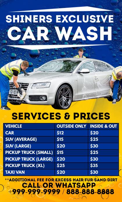 Copy Of Car Wash Services And Prices Template Postermywall