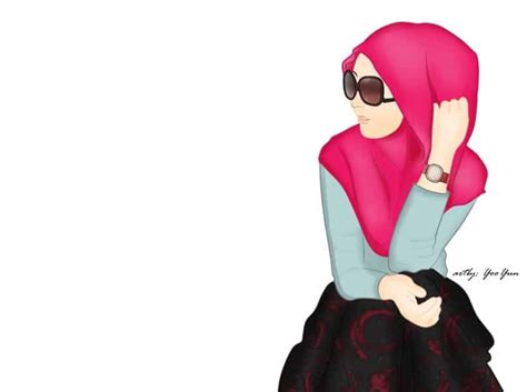 50 Gambar Kartun Muslimah Bercadar Cantik Berkacamata Gambar Barumu