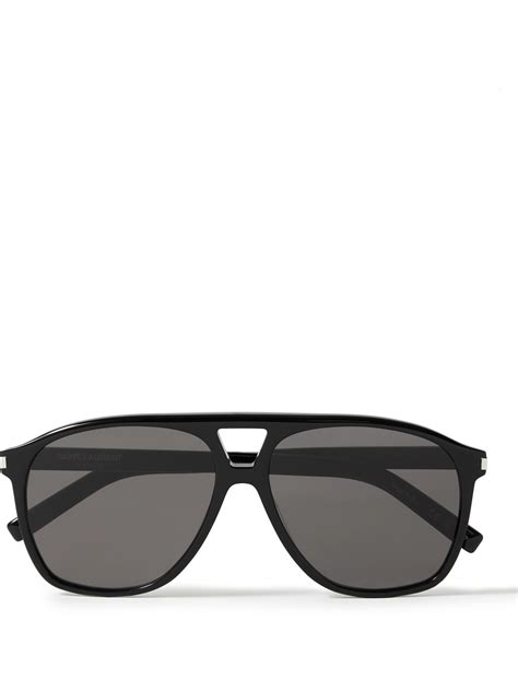 Saint Laurent Aviator Style Acetate Sunglasses In Black Modesens