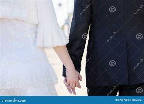 Bride And Groom Holding Hands Stock Image Image Of Marriage