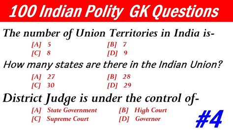 India Polity Gk Questions India Constitution Gk Objective Questions In English Part