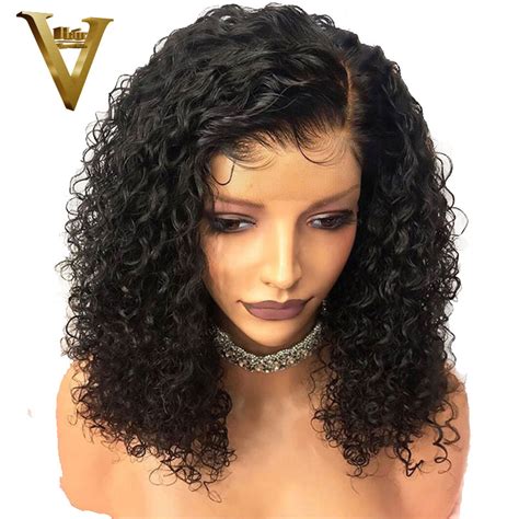 Buy Short Curly Lace Front Human Hair Wigs With Baby Hair 13x6 Brazilian Remy