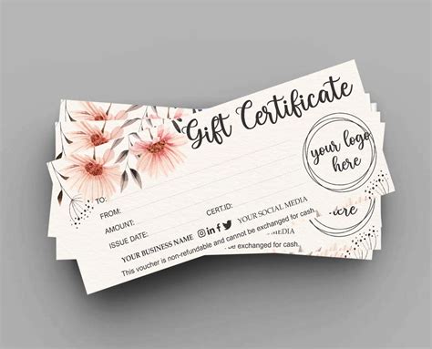 Watercolor Floral T Certificate Templates Add Your Logo Etsy
