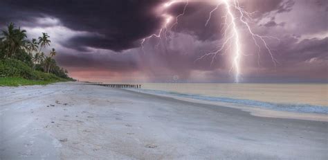 Lightning Storm Over The Ocean At Port Royal Beach Stock Image Image
