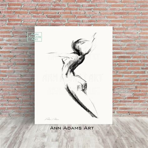 Set Of 2 Charcoal Drawing Nudeart Nude Sketch Minimalist Etsy