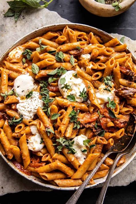 Creamy Solar Dried Tomato Pasta With Melted Burrata Tasty Made Simple