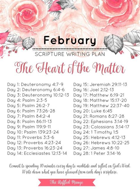 February Scripture Writing Guide The Heart Of The Matter Scripture
