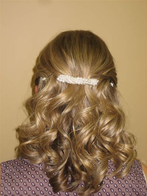 Special Occasion Loose Curls Pulled Back With Rhinestone Barrette Paul