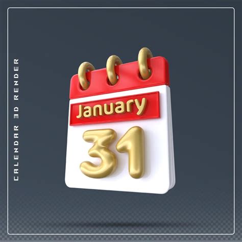 Premium Psd 31st January Calendar Icon 3d Render