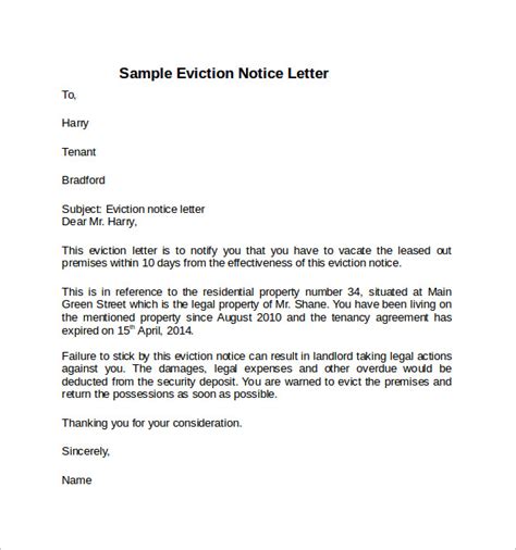 Notice To Vacate Premises Sample FREE 9 Sample Notice To Vacate