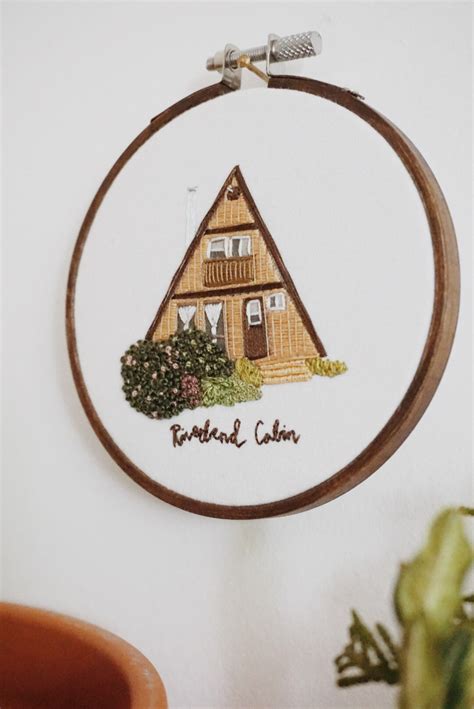 A Frame Cabin Embroidery Pdf Pattern 4 Inch Riverbend Cabin Etsy