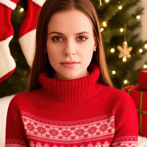 Premium Photo Ai Generated Woman In A Christmas Sweater