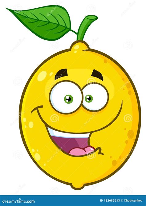 Happy Yellow Lemon Fruit Cartoon Emoji Face Character With Funny