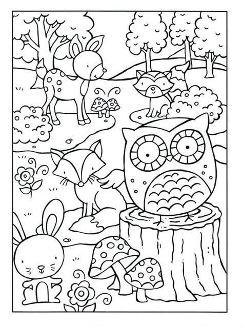 Woodland Animals Coloring Pages For Adults Sketch Coloring Page