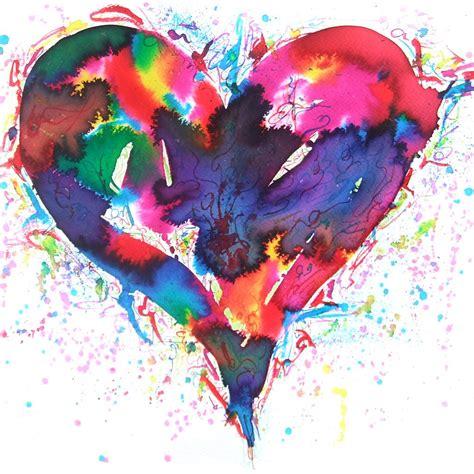 Abstract Watercolour Art Painting Love Heart 20 By Emma