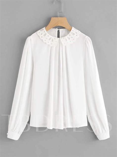 Ruched Peter Pan Collar Solid Color Women S Blouse Blouses For Women