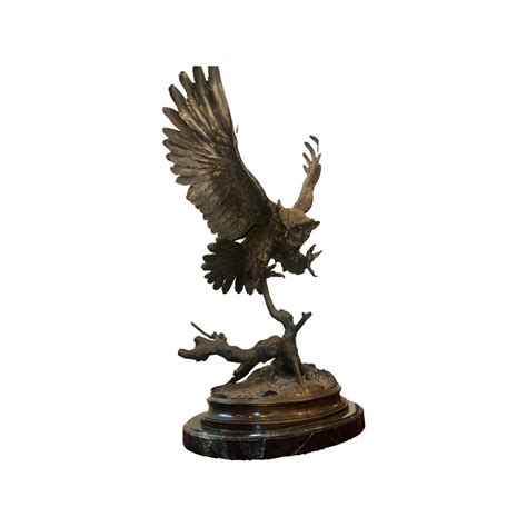 Large Bronze Sculpture Of An Owl In Flight By Jules Moigniez Etsy