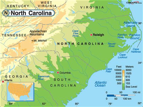 North Carolina Base And Elevation Maps