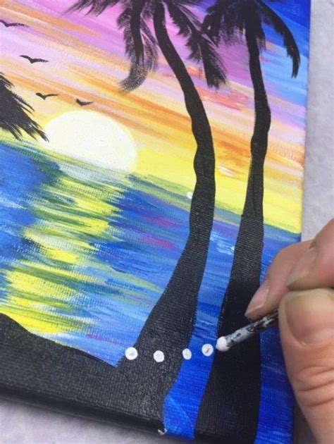 How To Paint A Palm Tree Sunset Step By Step Painting Palm Tree